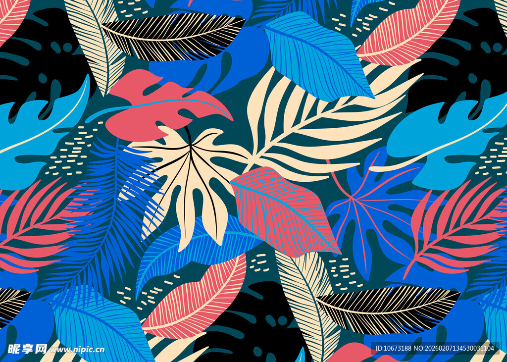 热带花卉植物图案背景