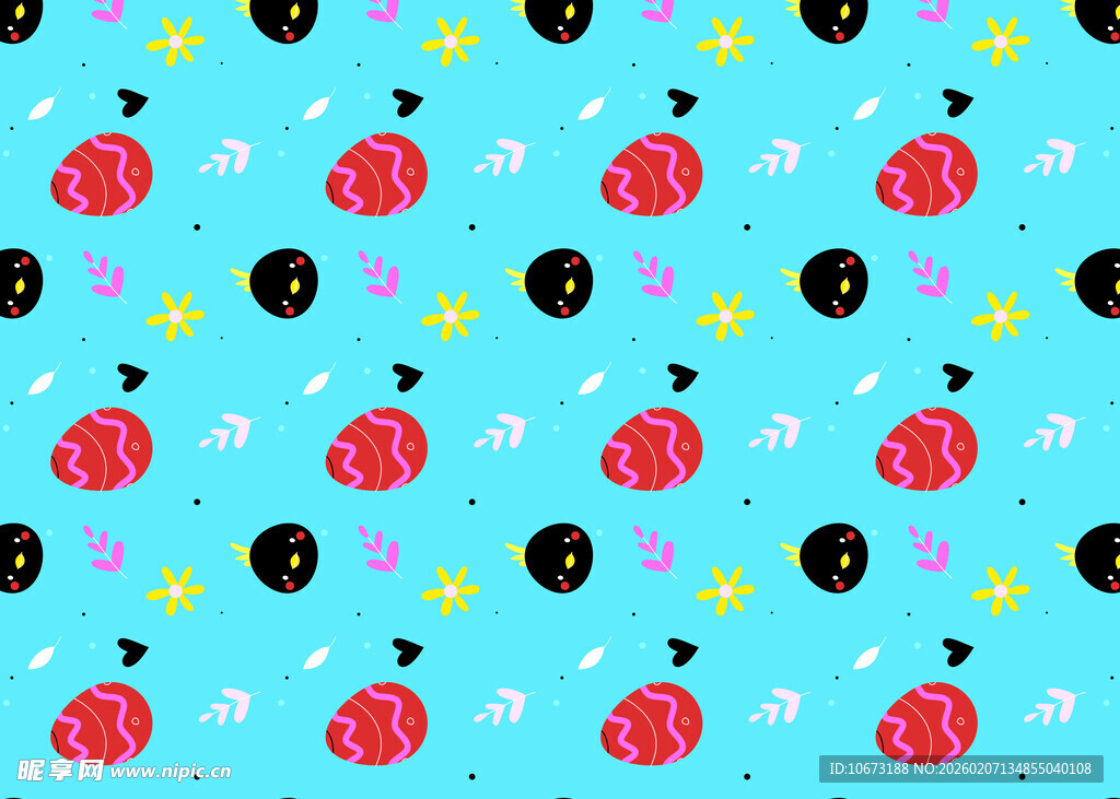 蓝色背景瓢虫图案设计