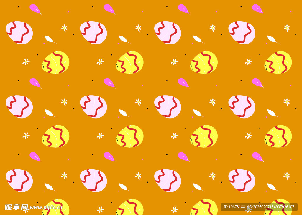 橙色背景多彩图案无缝纹理