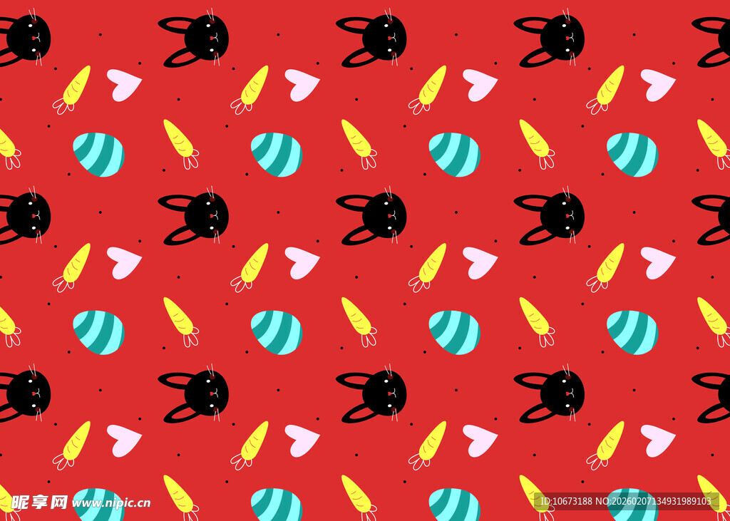 红色背景动物图案无缝纹理