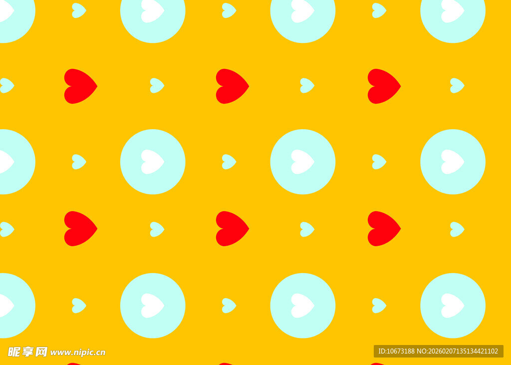 黄色波点爱心图案背景