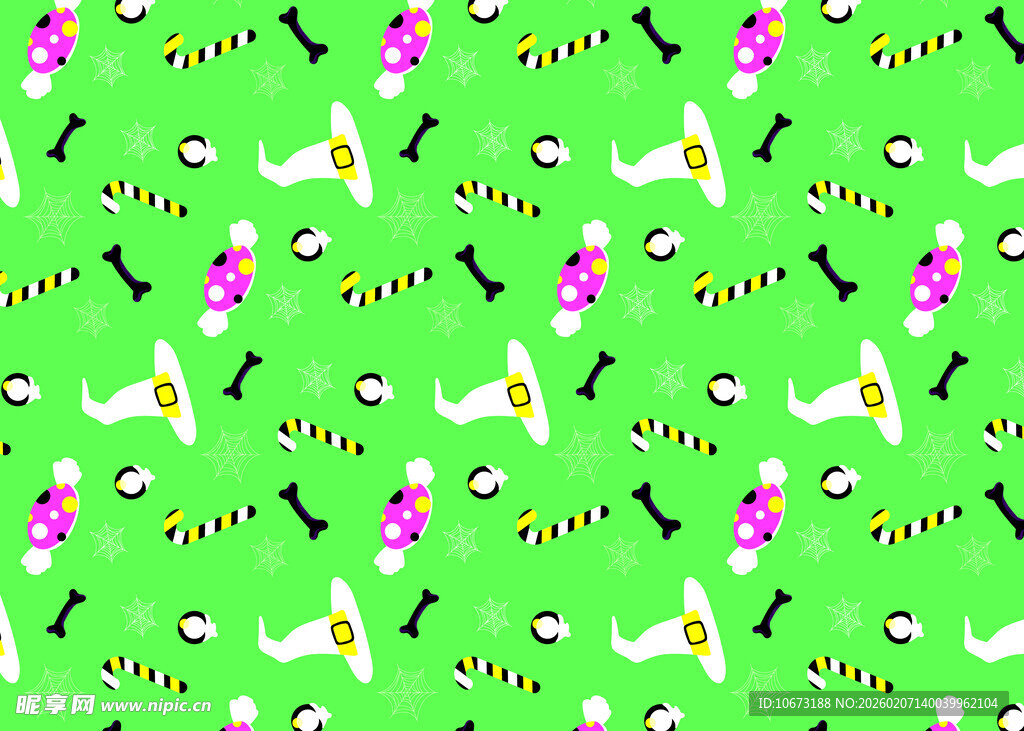 绿色背景乐器图案无缝纹理