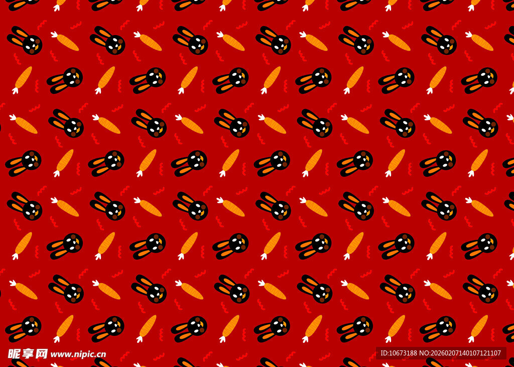 红色卡通图案背景纹理