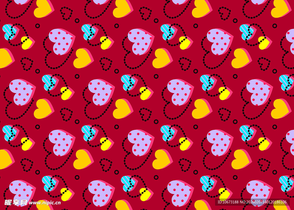 红色背景可爱水果图案