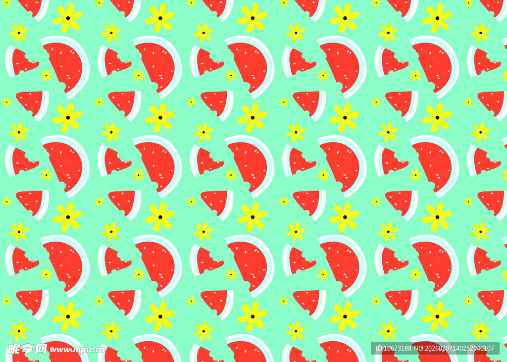西瓜图案背景的可爱装饰