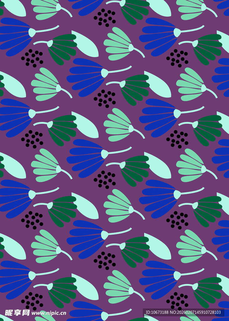 几何花卉图案无缝背景图