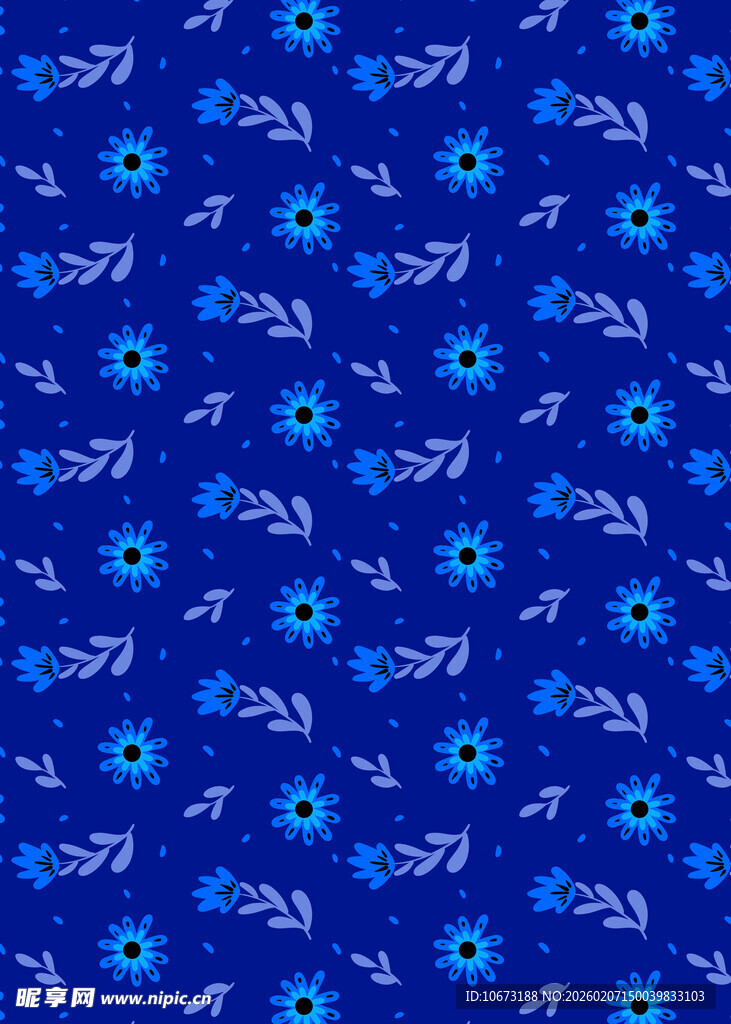 蓝色花卉图案背景纹理