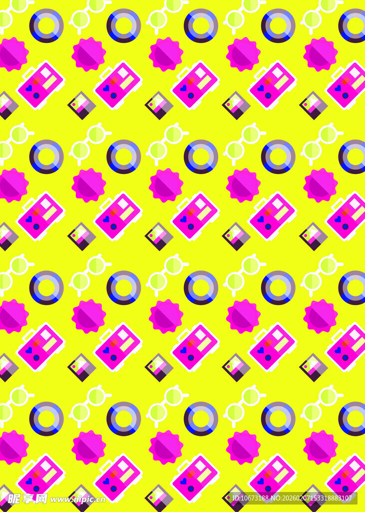 多彩文具图案背景