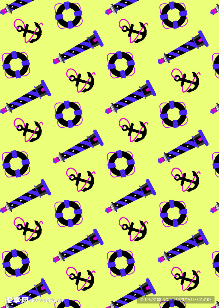 黄色背景喇叭锚图案设计