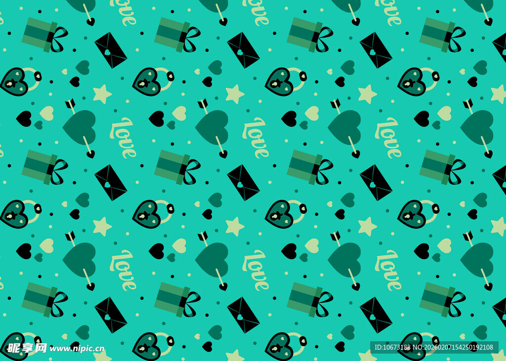 蓝绿色卡通图案无缝背景