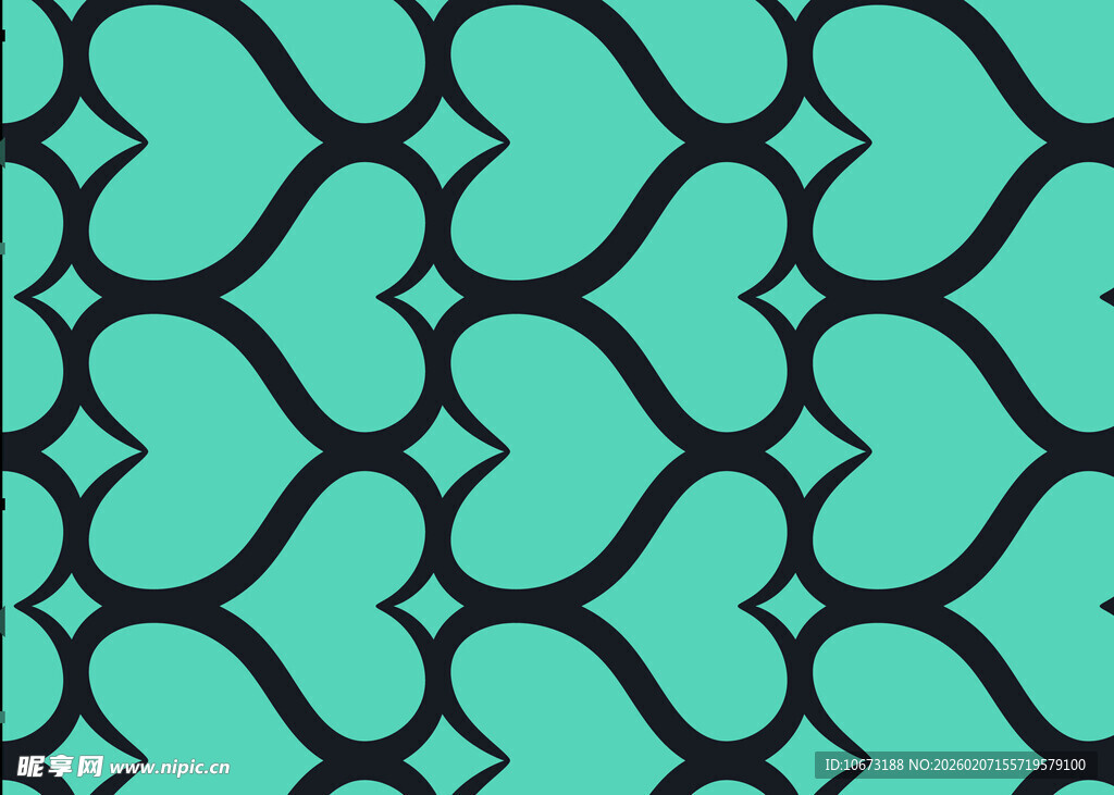 青绿色心形几何图案背景