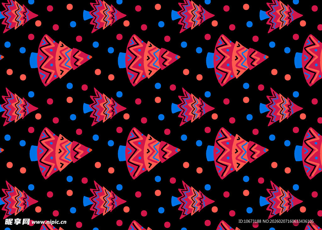 多彩几何鱼形图案背景