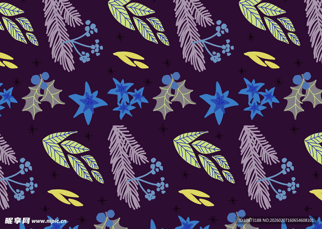 紫色底花卉植物图案