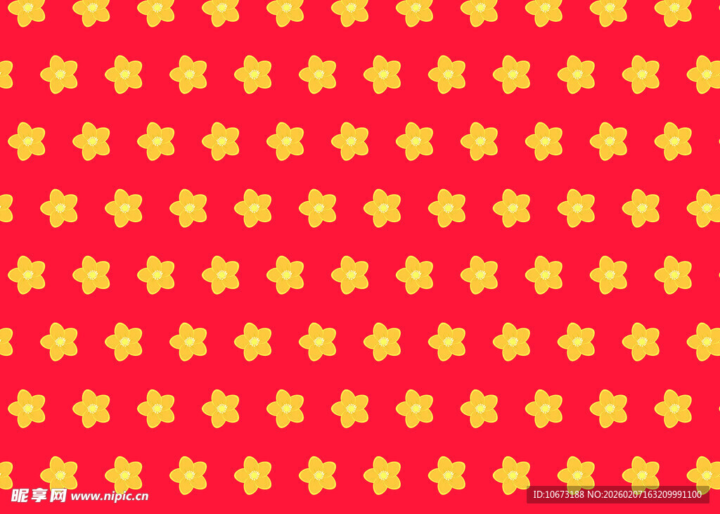 红色底黄色小花图案背景