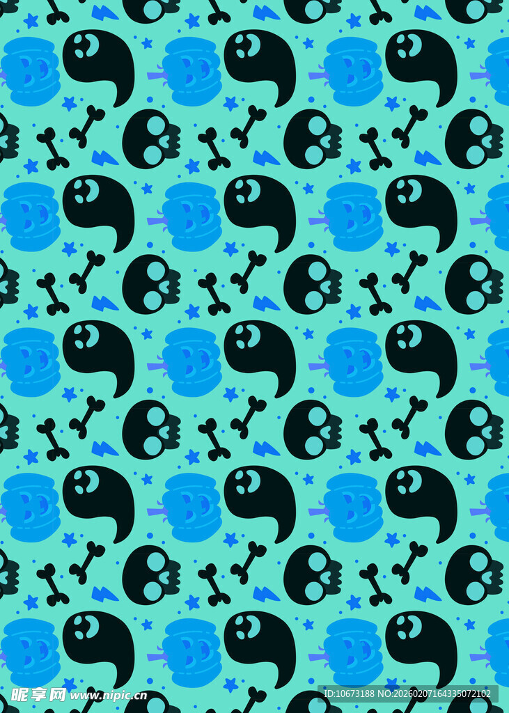 蓝色背景卡通图案纹理