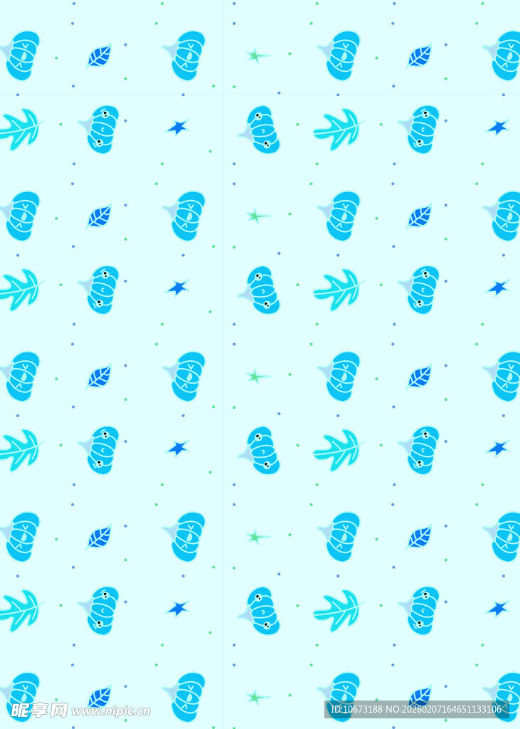 蓝色清新海洋元素图案