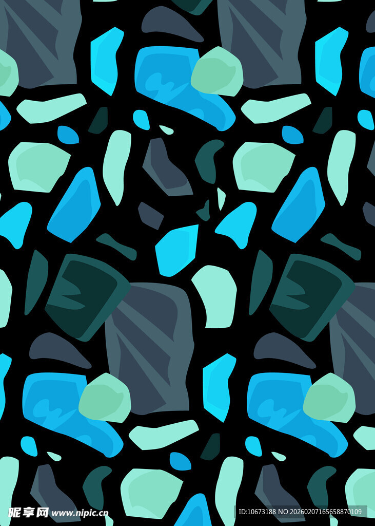 蓝绿碎块拼接抽象图案