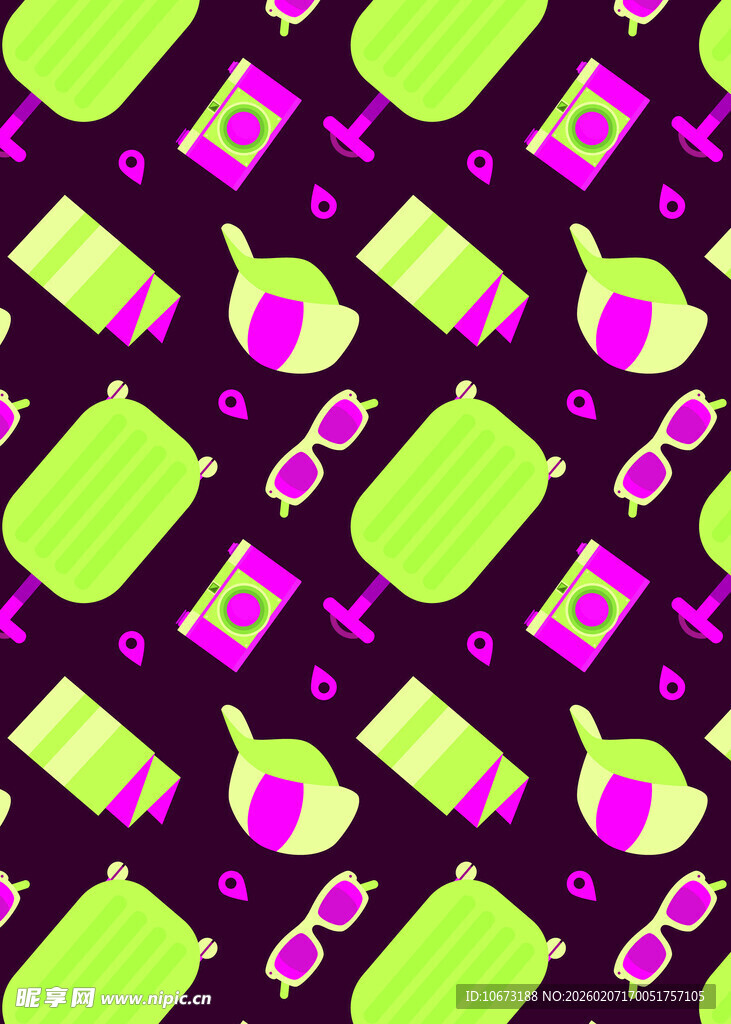 时尚美妆元素无缝图案