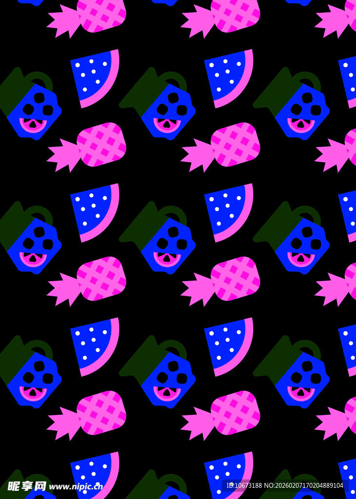 西瓜糖果图案无缝背景