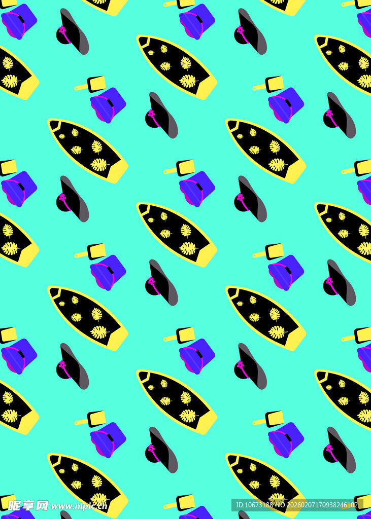 多彩卡通飞船图案背景