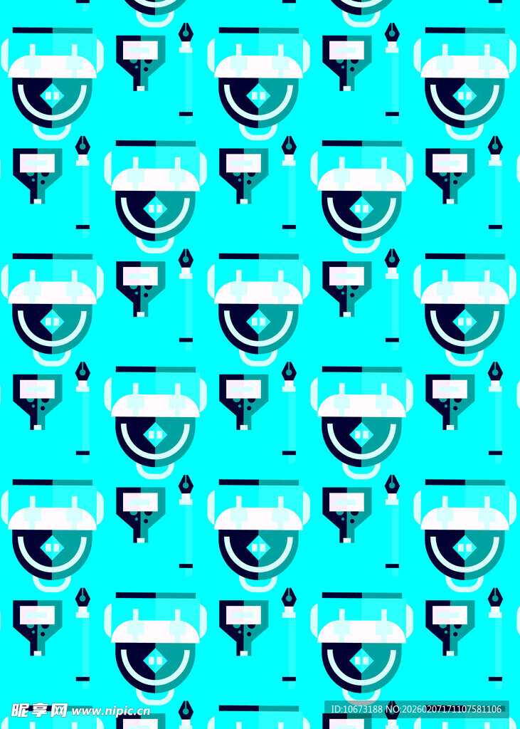 蓝色酒杯图案无缝背景