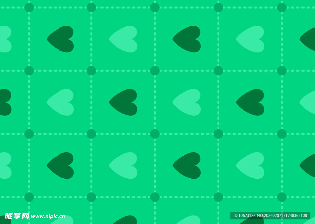 绿色爱心几何图案背景