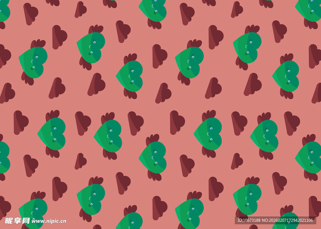 粉色底绿植图案纹理背景