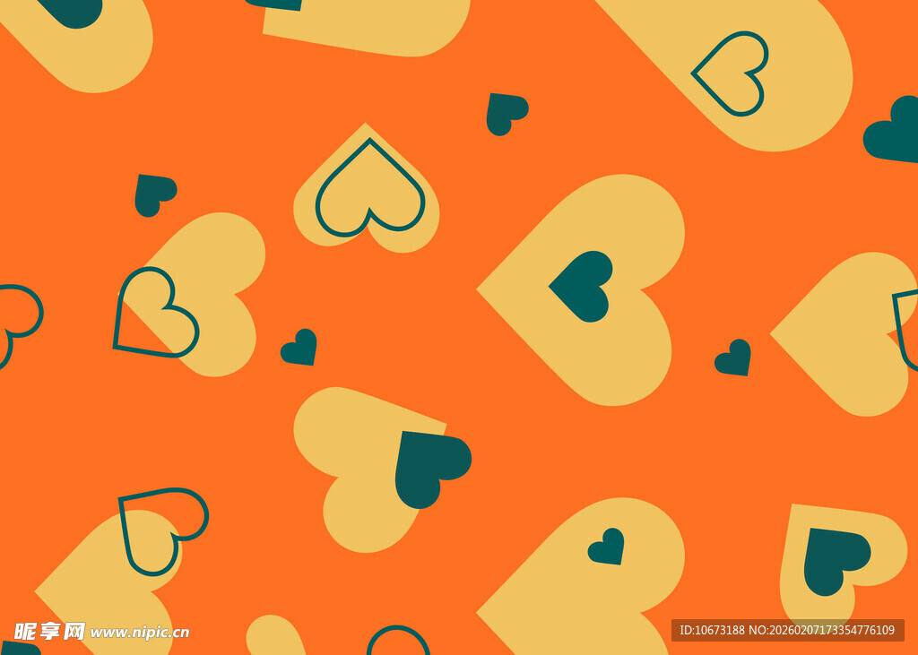 橙色背景爱心图案纹理