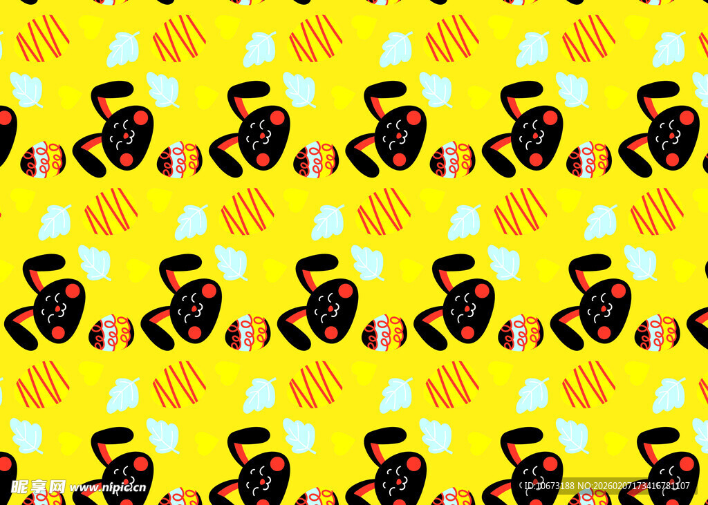 黄色背景卡通图案无缝纹理