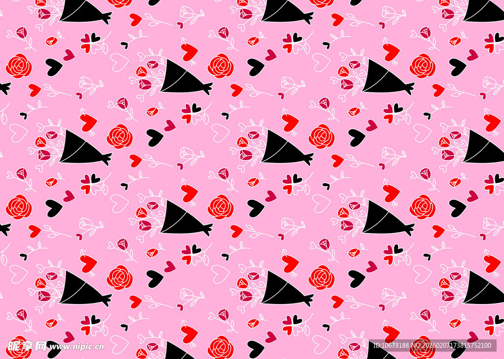 粉色几何爱心图案背景