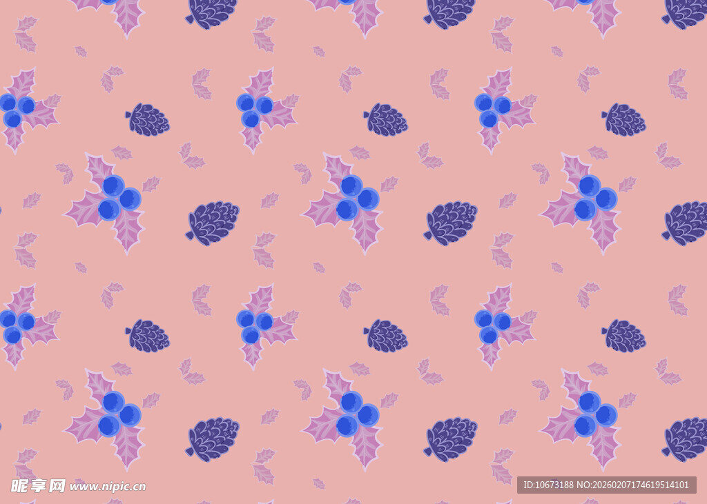 粉色底蓝色花朵图案背景
