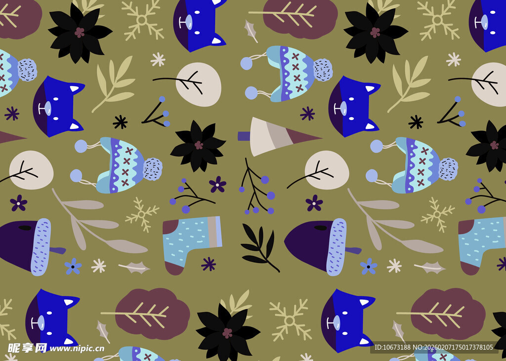 蓝紫色调卡通图案背景