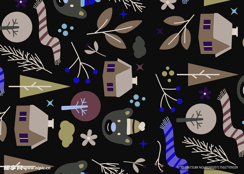 抽象几何植物图案背景