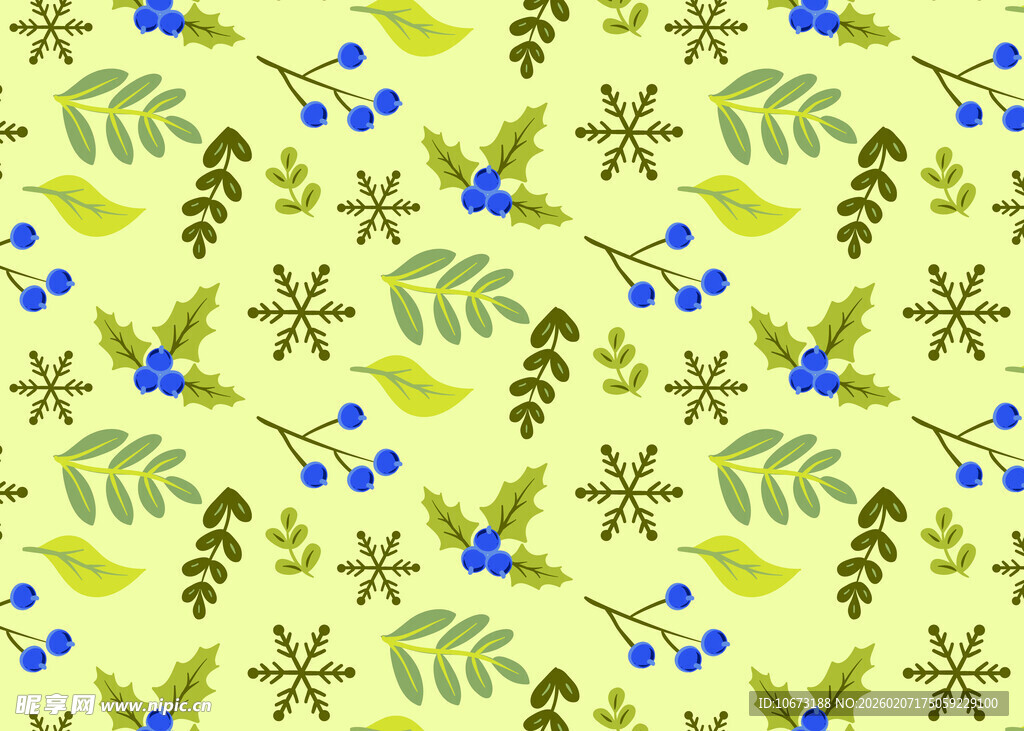 清新绿植浆果图案背景