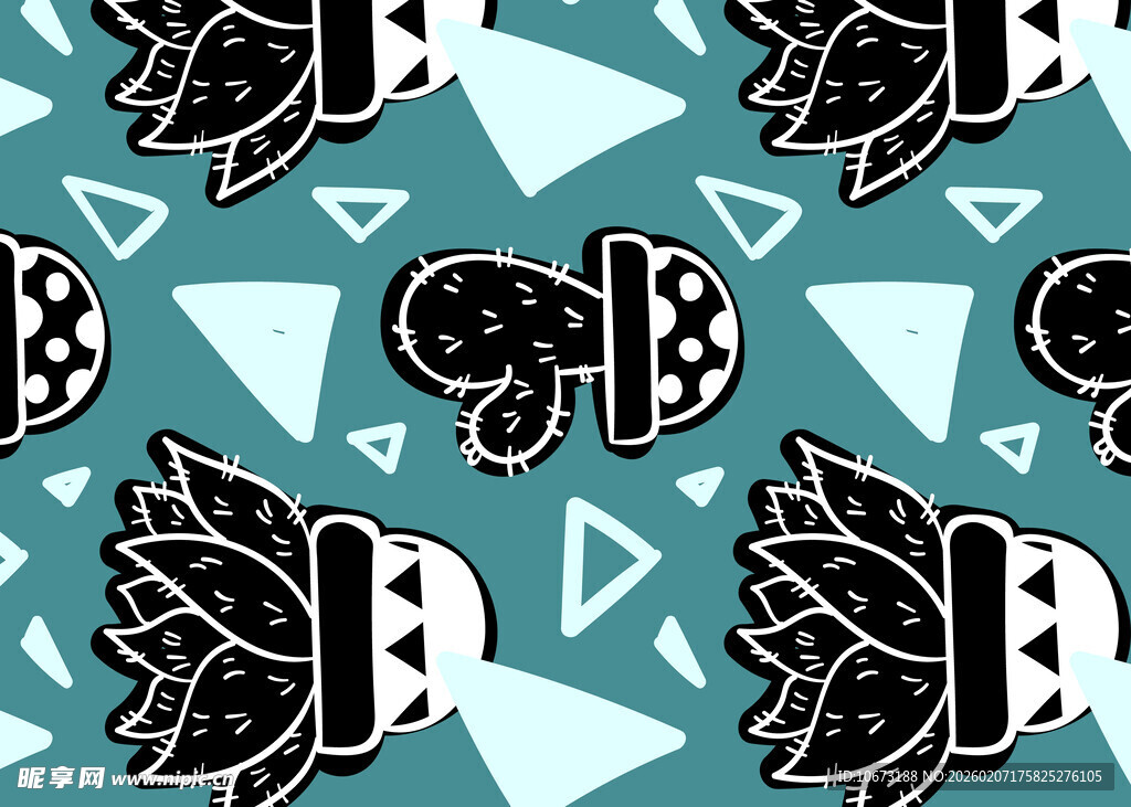 几何图案与花卉装饰背景