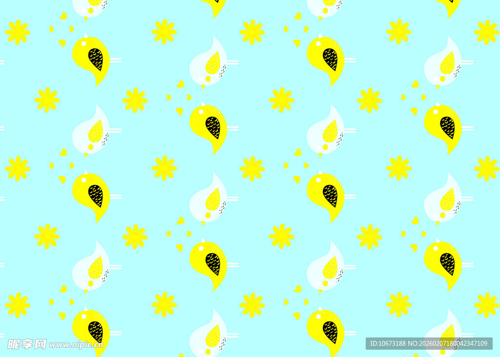 浅蓝色底向日葵星星图案