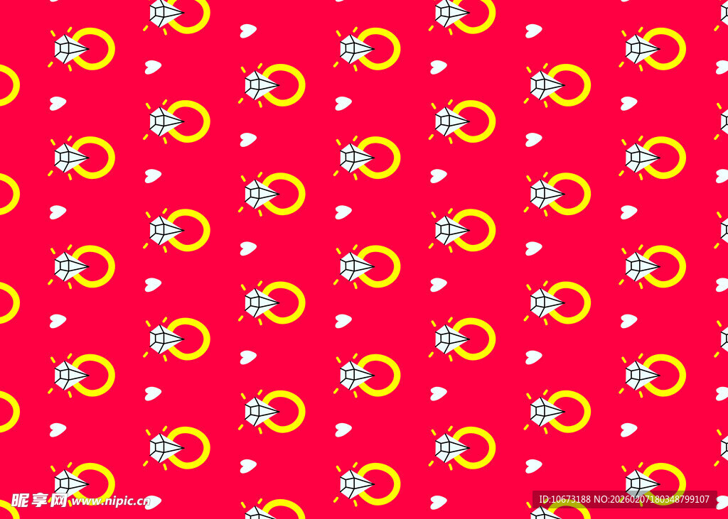 红色背景多彩图案无缝纹理