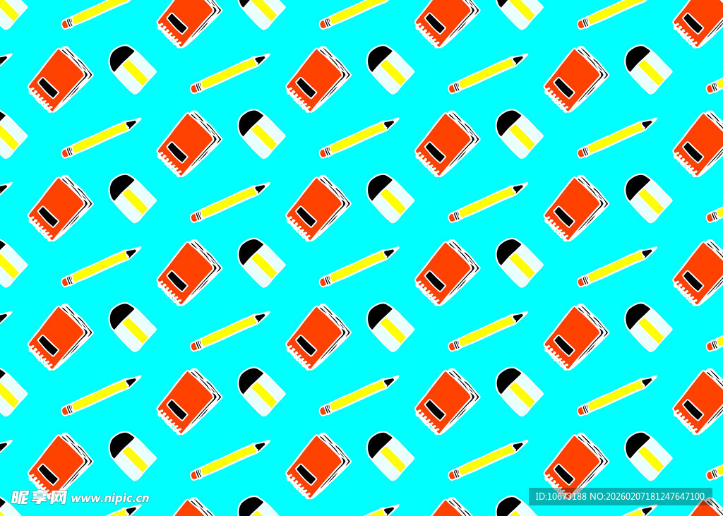 蓝底多彩图案无缝背景