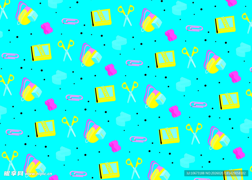 多彩文具图案背景