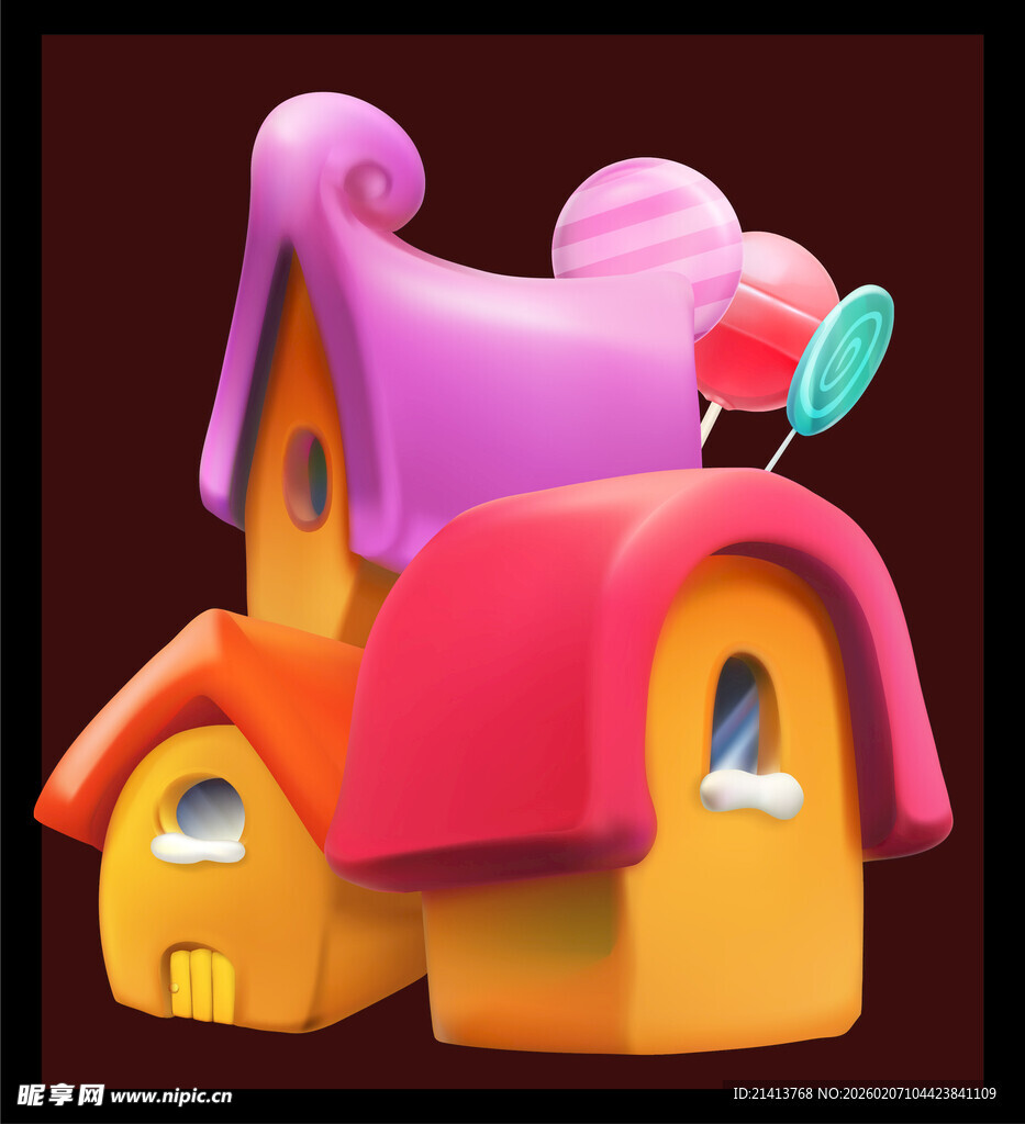 可爱卡通风格彩色小房子