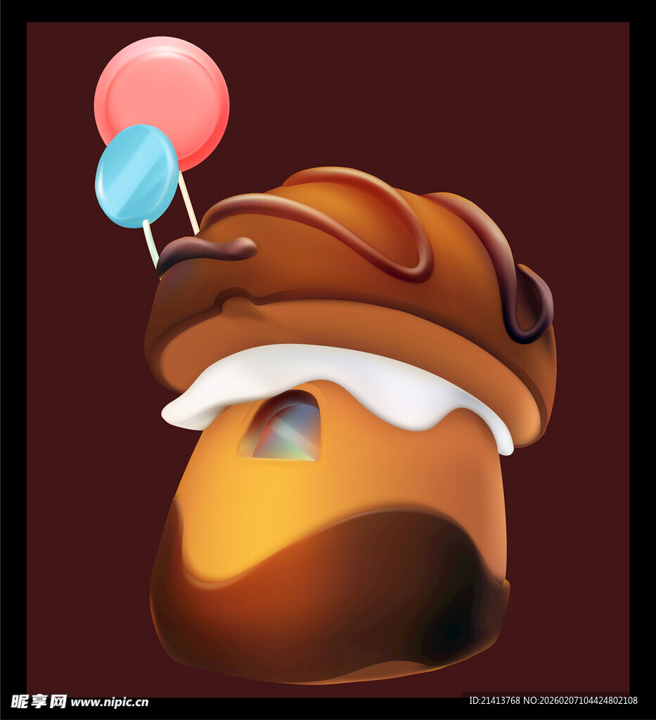 巧克力蘑菇造型可爱甜点