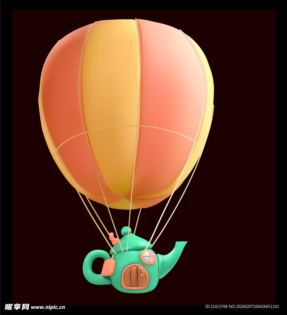 茶壶造型热气球奇幻图景