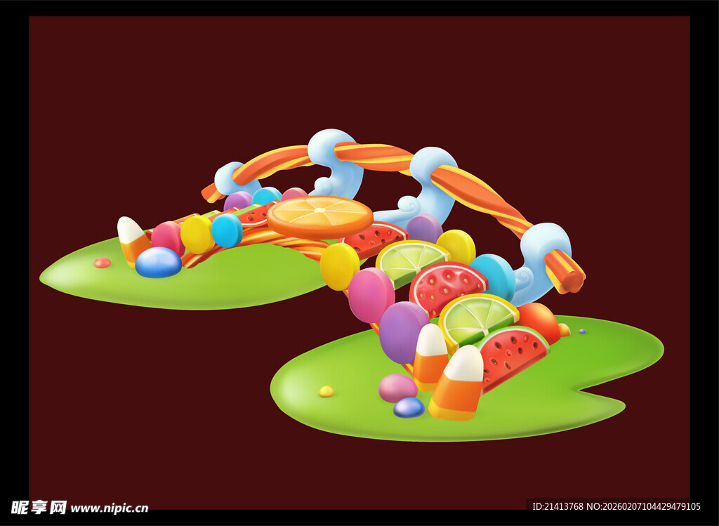 卡通风格多彩糖果景观