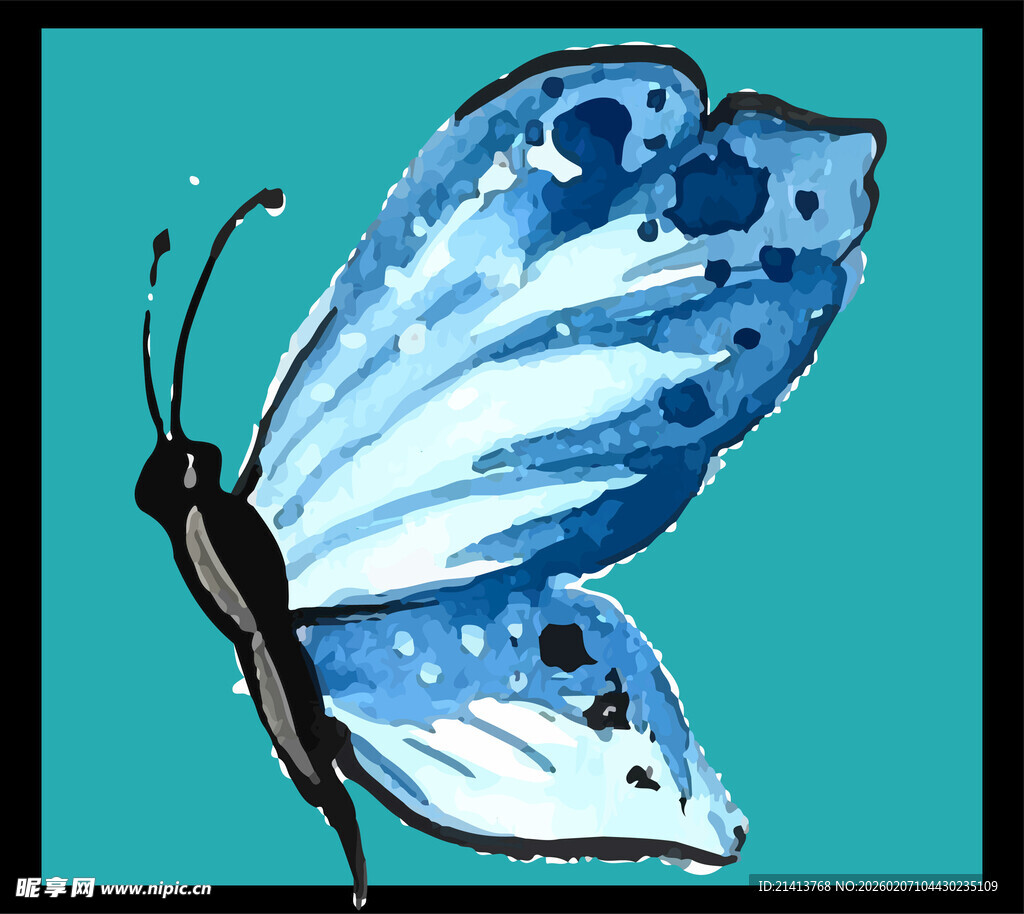 蓝色蝴蝶插画