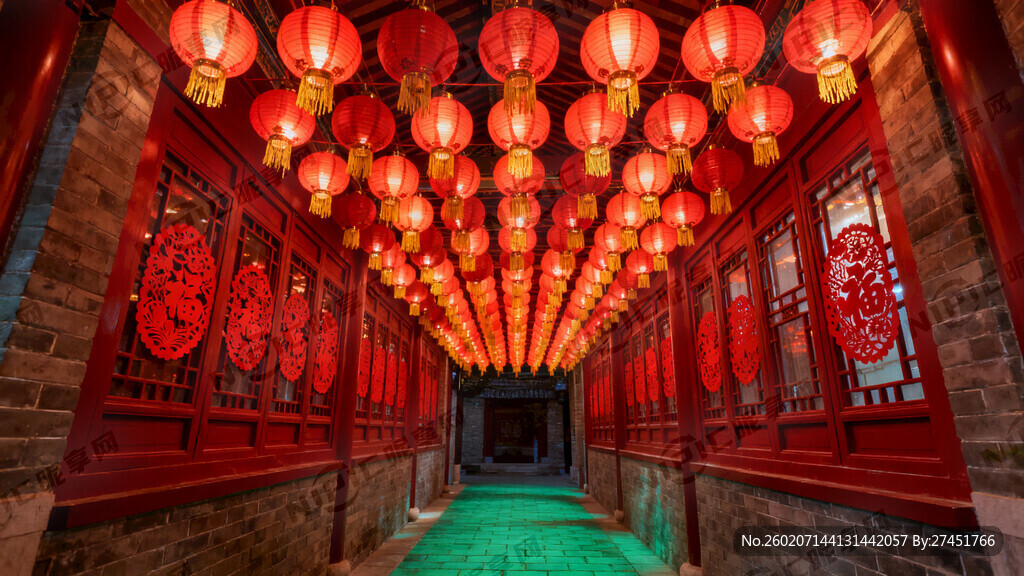 喜庆 灯笼 走廊