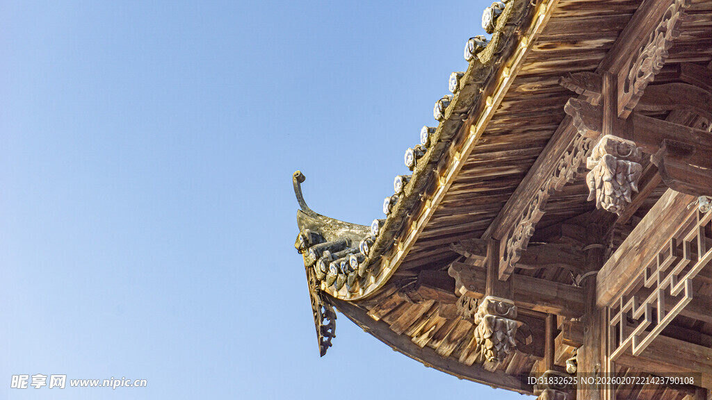 中式古建筑屋檐特写