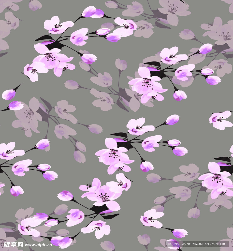 淡紫色花卉图案背景