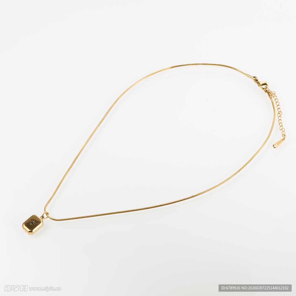 简约金色吊坠项链