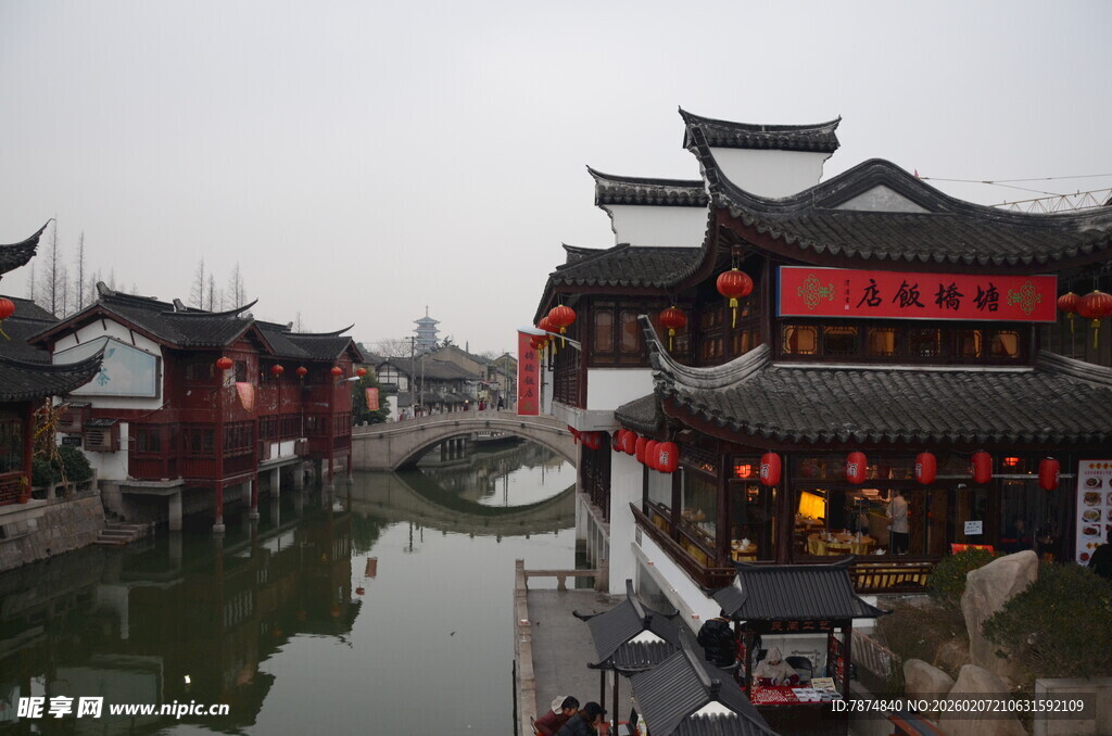 江南水乡古建夜景风光