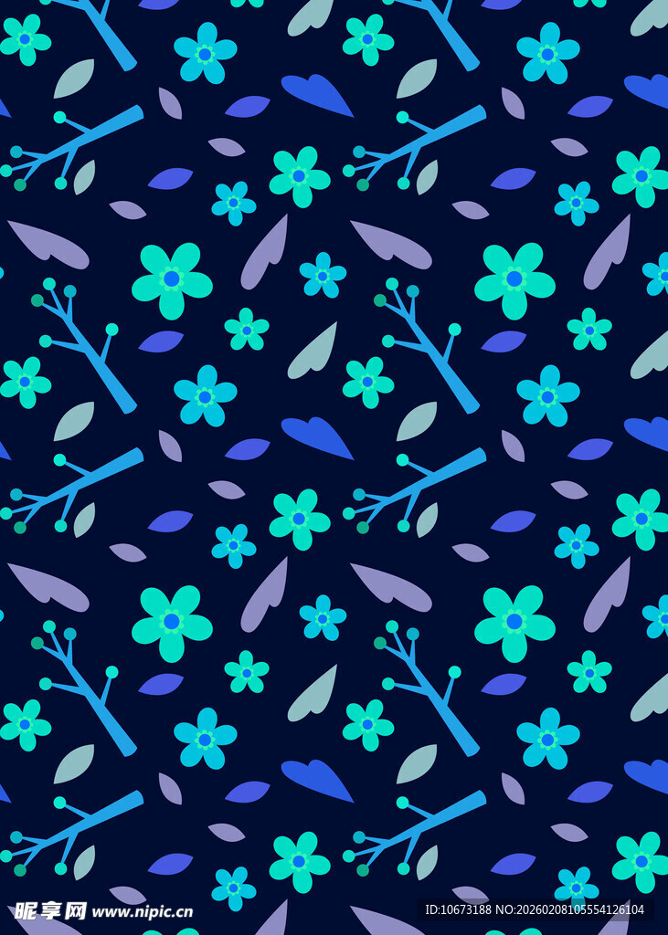 蓝色花卉图案背景纹理